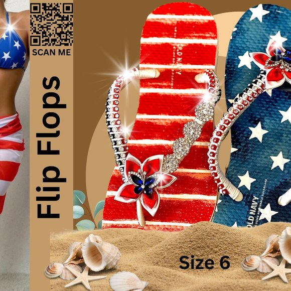 Flip Flops, Women Sandals, Girls Sandals, Ladies Shoes, Independence Day, Sz6 - Picture 13 of 15